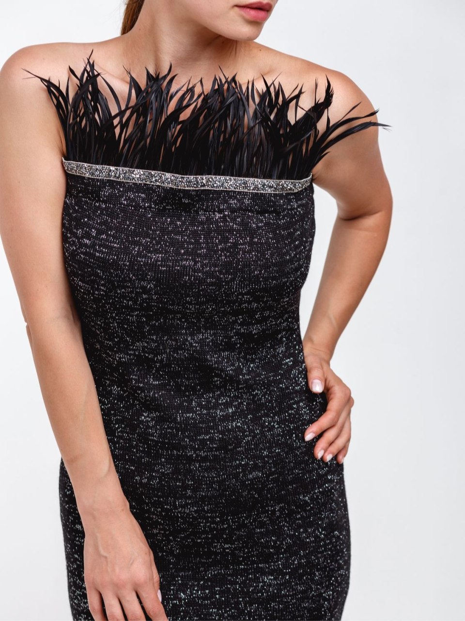 River Island платье черное с люрексом