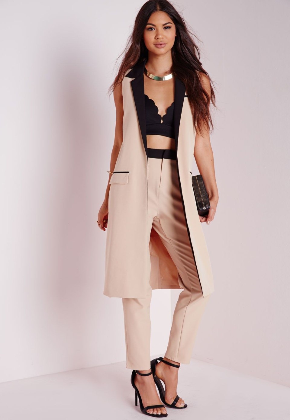 Missguided белый кардиган без рукавов